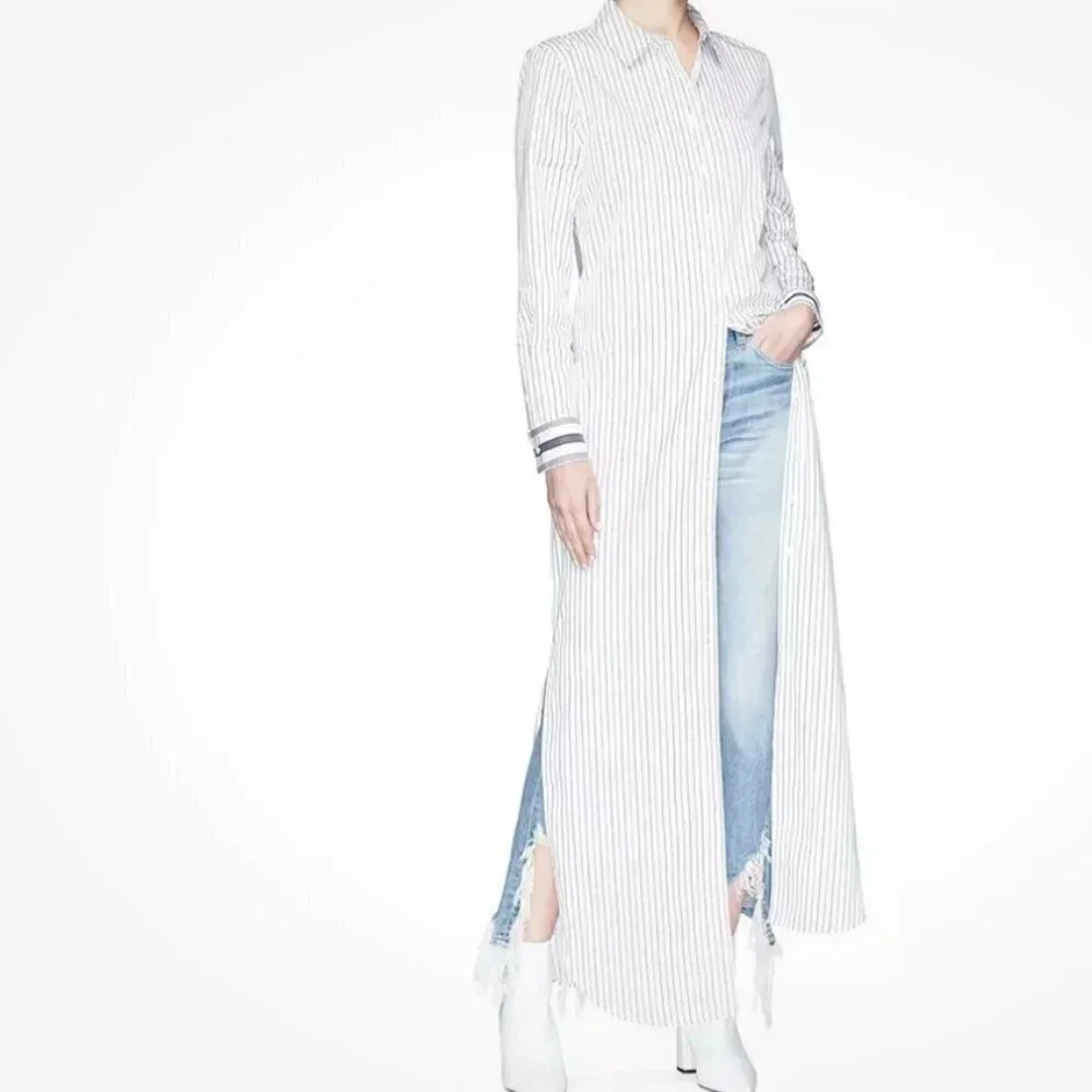 Equipment Striped Back /White Button Down Maxi Shirt Dress XS - Picture 1 of 15